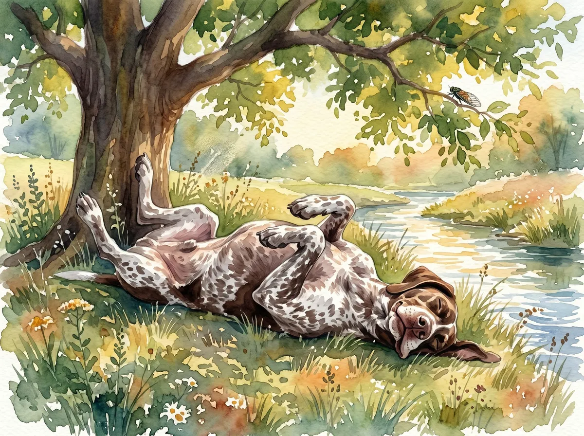 German Shorthaired Pointer watercolor calendar month 8
